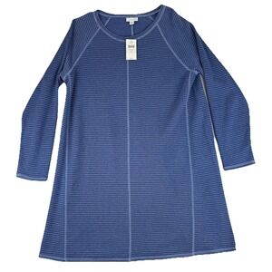 J Jill Sweater Dress Women's LP Petite‎ Long Sleeve Blue Striped Cotton Boho NWT